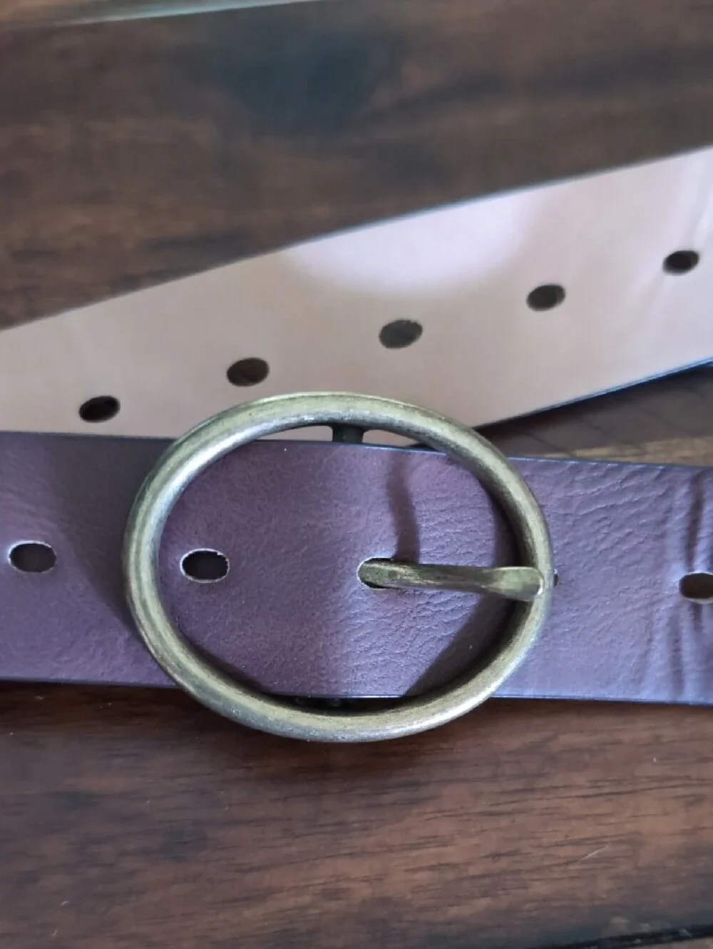 Target Brown and Cream Leather Belt with Brass Buckle